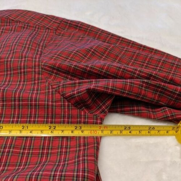Tommy Hilfiger Men's Button Up Shirt Size 34-35 Red Plaid Long Sleeve 16.5 In - Picture 7 of 12